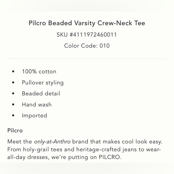 Anthropologie Pilcro Beaded Crewneck Varsity Sweatshirt in White - Picture 5 of 5